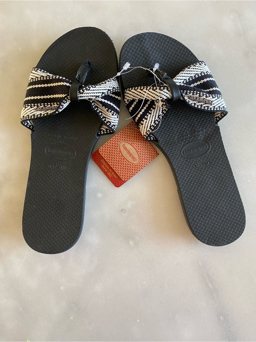 New! Havaianas You St. Tropez Fita Black Beach Sandal Flip Flops Womens 7/8